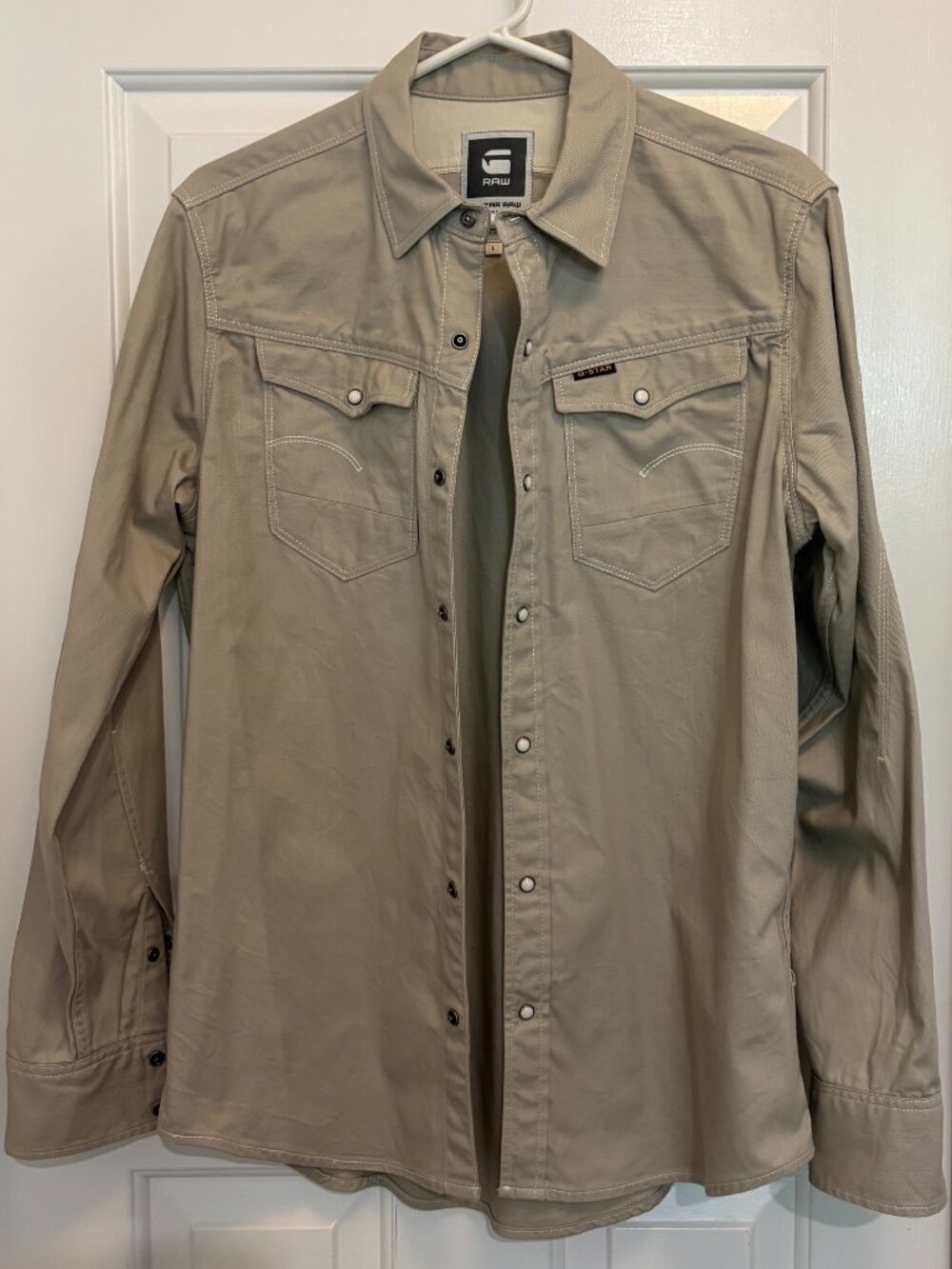 G-Star Raw button down snap down khaki Large